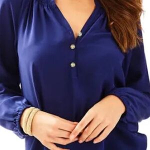 Lilly Pulitzer silk blouse navy !!